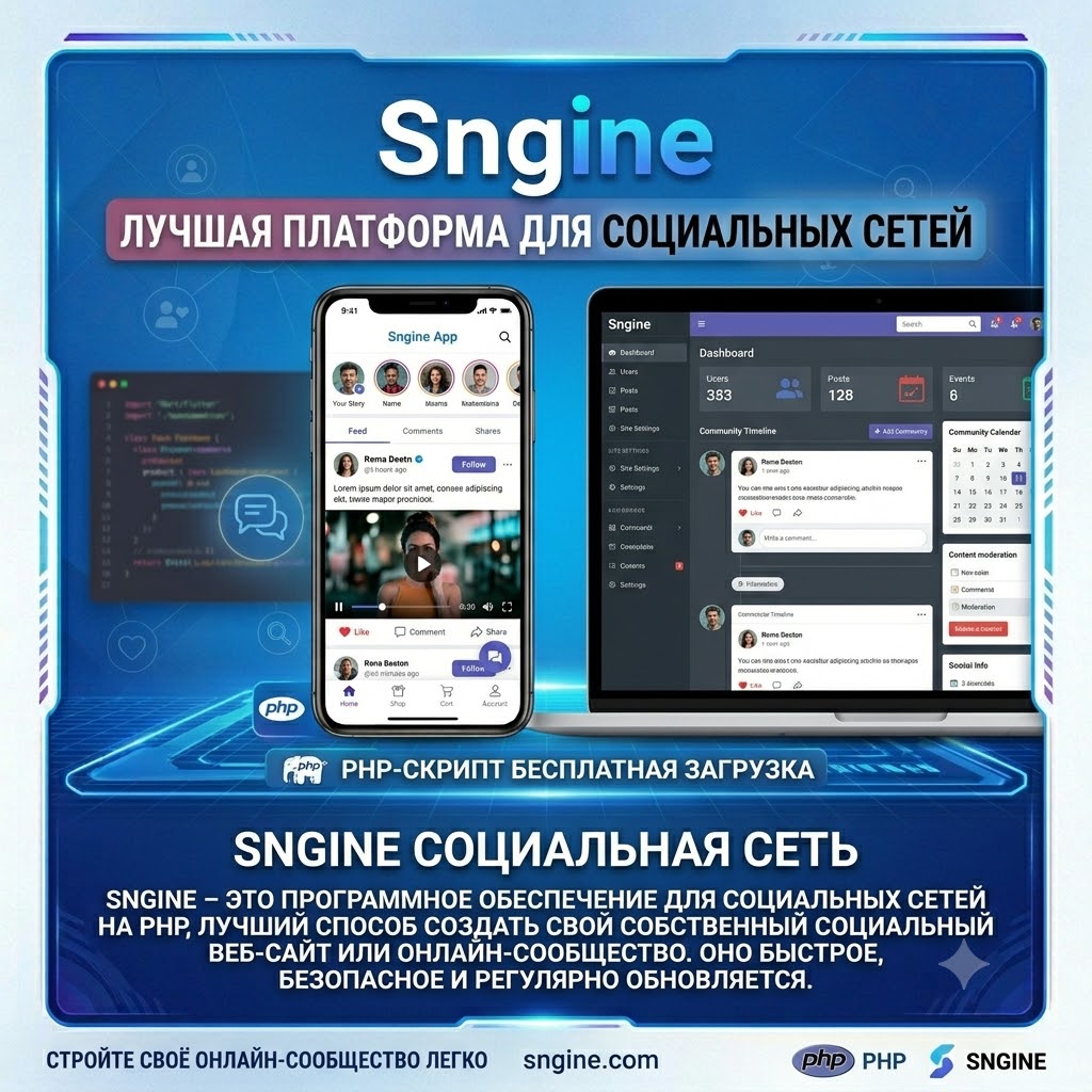 Sngine v4.4.1 Nulled – Лучший PHP-скрипт для создания социальных сетей