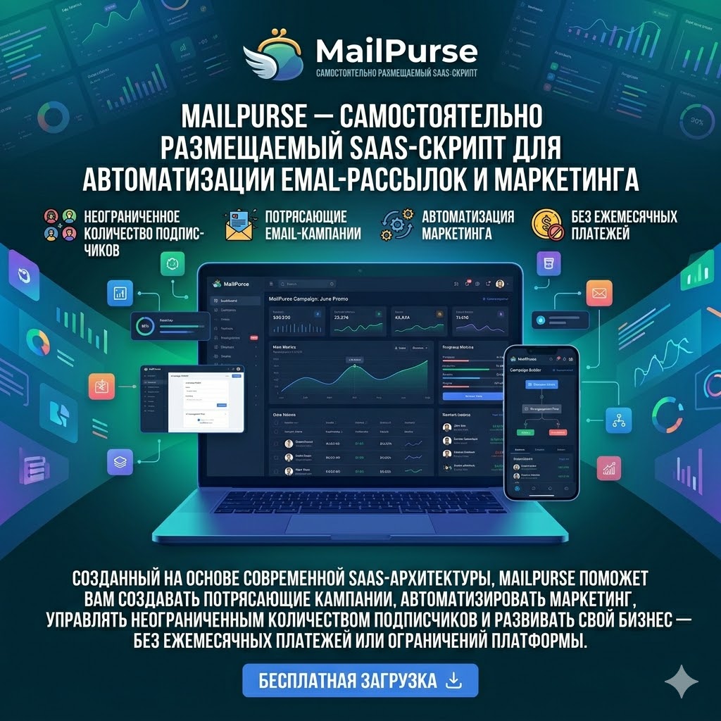 MailPurse v1.9.3 – Самостоятельно размещаемый SaaS-скрипт для автоматизации email-рассылок и маркетинга