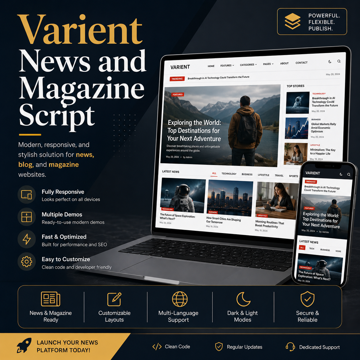 Varient v3.0 Nulled – News and Magazine Script . Сценарий для новостей и журналов