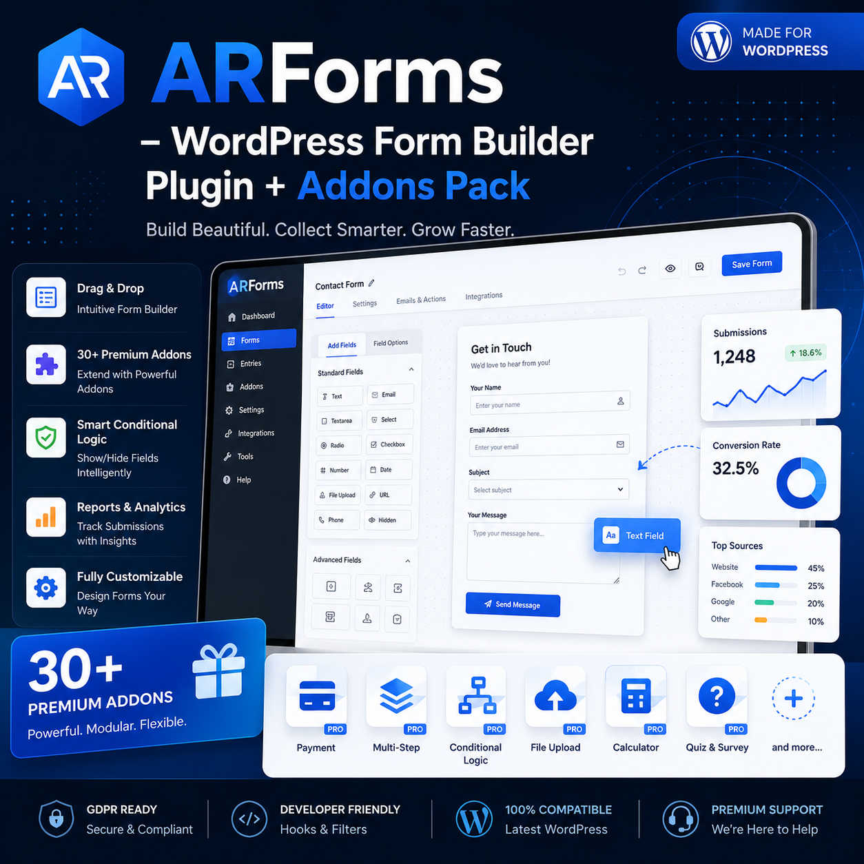 ARForms v7.1.3 – WordPress Form Builder Plugin + Addons Pack