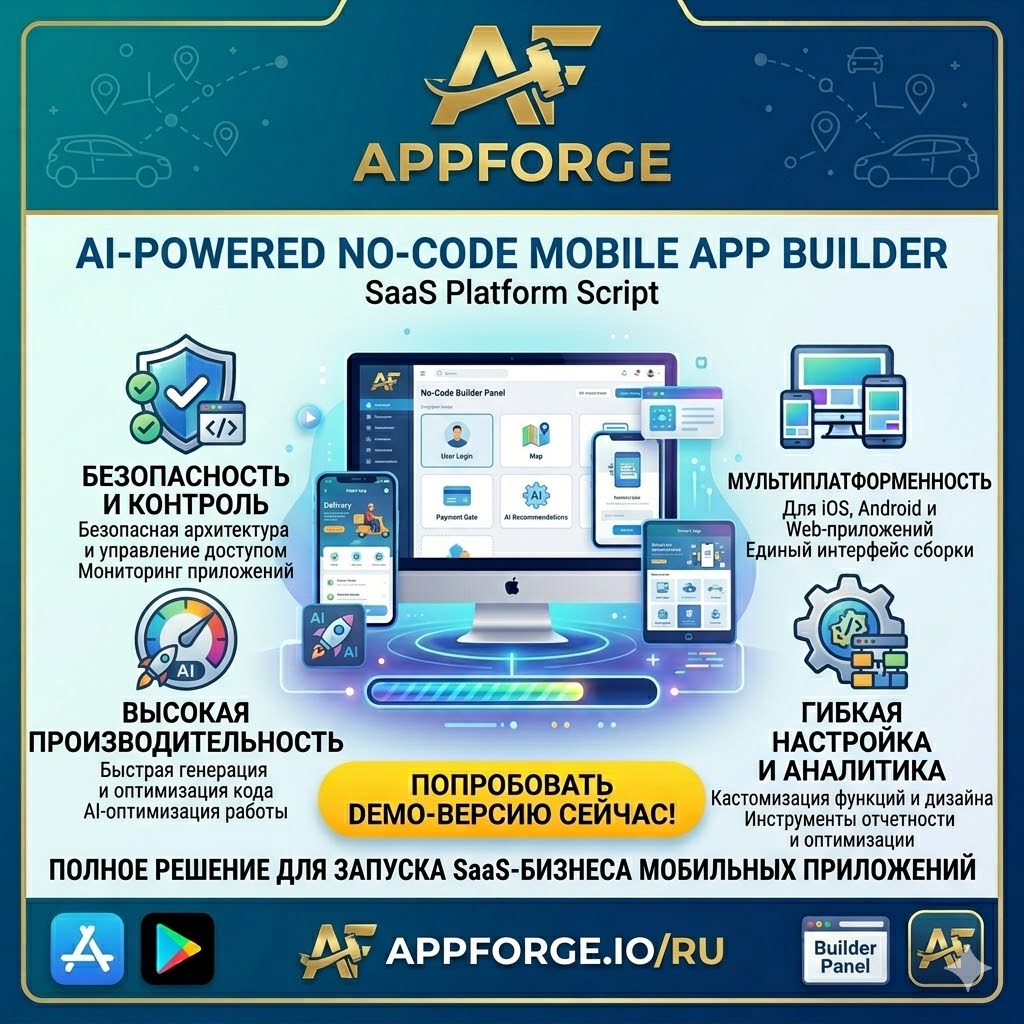 AppForge v2.0.1 – AI-Powered No-Code Mobile App Builder SaaS Platform Script
